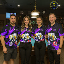 Load image into Gallery viewer, Custom Purple Funny 8 Ball Pool Billiard Team Shirts for Women Billiard League Jersey Polo &amp;1/4 Zip BHT2