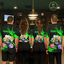 Load image into Gallery viewer, Custom Green Funny 8 Ball Pool Billiard Team Shirts for Women Billiard League Jersey Polo &amp;1/4 Zip BHT2