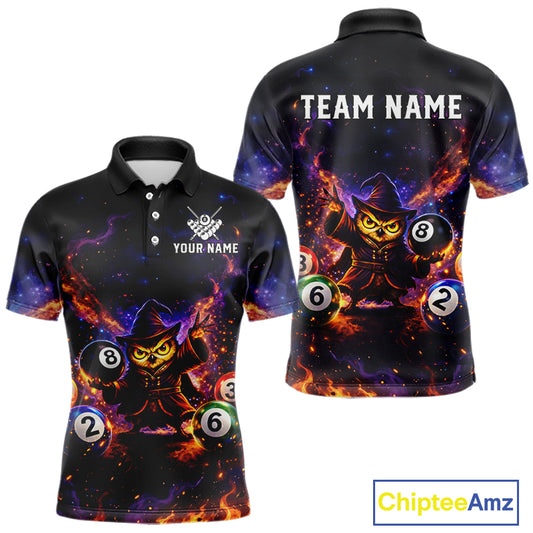 Custom Owl Witch Billiard Shirt for Men 8 Ball Billiard Jersey Pool Shirt Polo & 1/4 Zip Unisex BHT3