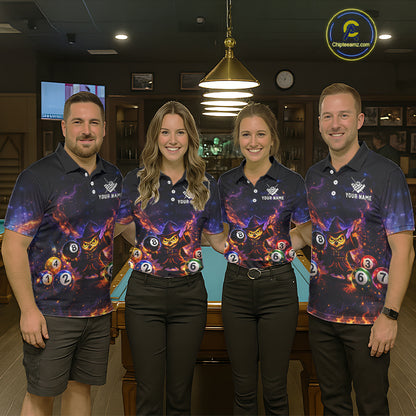 Custom Owl Witch Billiard Shirt for Women 8 Ball Billiard Jersey Pool Shirt Polo & 1/4 Zip Unisex BHT3