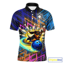 Load image into Gallery viewer, Multicolor Funny Dachshund Bowling Shirt Custom Bowling Team Jersey for Men Polo &amp; Quarter-Zip Bowling Outfit QZT941