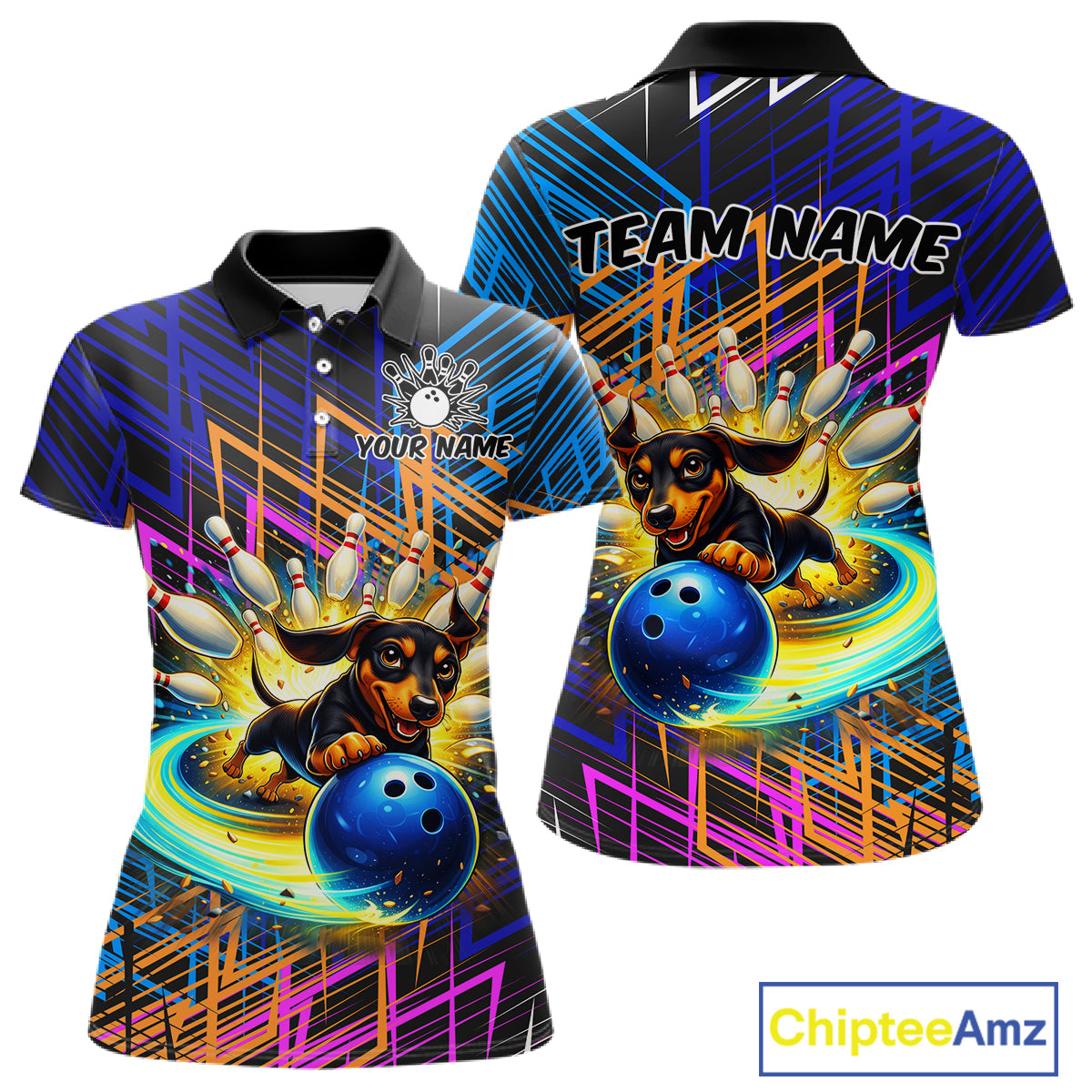 Funny Dachshund Bowling Shirt Custom Bowling Team Jersey for Women Polo & 1/4-Zip Bowling Outfit QZT941