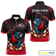 Load image into Gallery viewer, Custom Funny Red Rhino Bowling Team Shirt for Men Bowling Jersey Polo, Quarter-Zip Outfit QZT805
