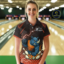 Load image into Gallery viewer, Custom Funny Orange Rhino Bowling Team Shirt for Women Bowling Jersey Polo, Quarter-Zip Outfit QZT805