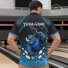 Load image into Gallery viewer, Custom Funny Blue Rhino Bowling Team Shirt for Men Bowling Jersey Polo, Quarter-Zip Outfit QZT805
