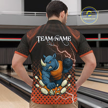 Load image into Gallery viewer, Custom Funny Orange Rhino Bowling Team Shirt for Men Bowling Jersey Polo, Quarter-Zip Outfit QZT805