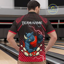 Load image into Gallery viewer, Custom Funny Red Rhino Bowling Team Shirt for Men Bowling Jersey Polo, Quarter-Zip Outfit QZT805