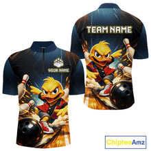 Load image into Gallery viewer, Personalized Funny Duck Bowling Team Shirt for Men Bowling League Uniform Polo &amp; 1/4-Zip QZT858
