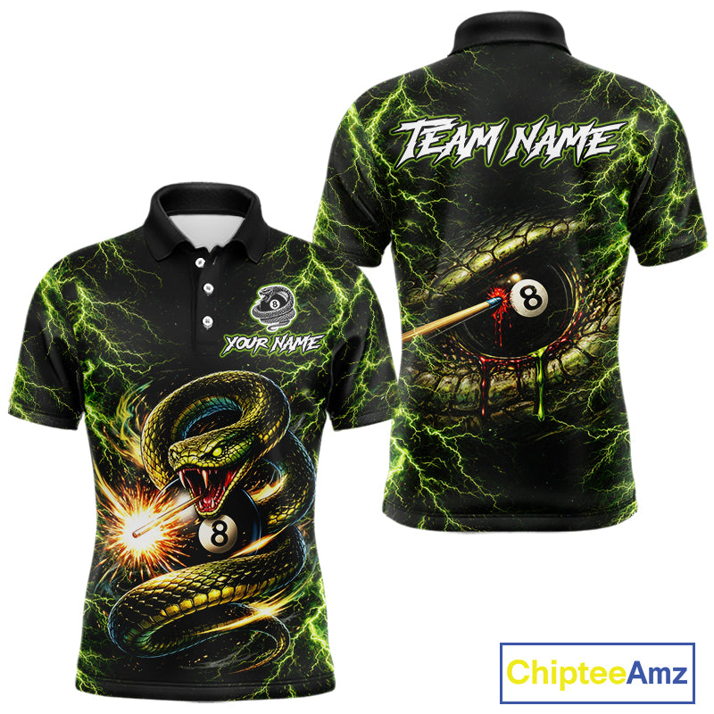 Custom Green Cobra Snake Billiard Jersey for Men 8 Ball Billiard Shirt for Team Polo & 1/4 Zip BHT8