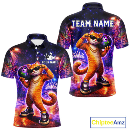 Custom Graffiti Funny Cat Bowling Shirt for Men Bowling League Jersey Polo & Quarter-Zip Bowling Outfit QZT919