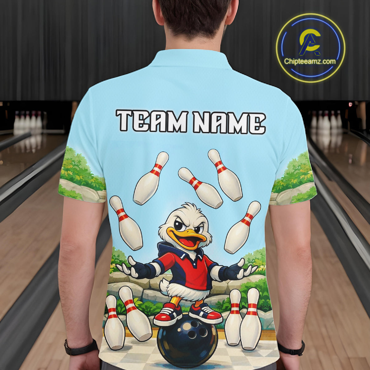 Personalized Funny Duck Bowling Team Shirt for Men Bowling Jersey Performance Polo & 1/4-Zip QZT45