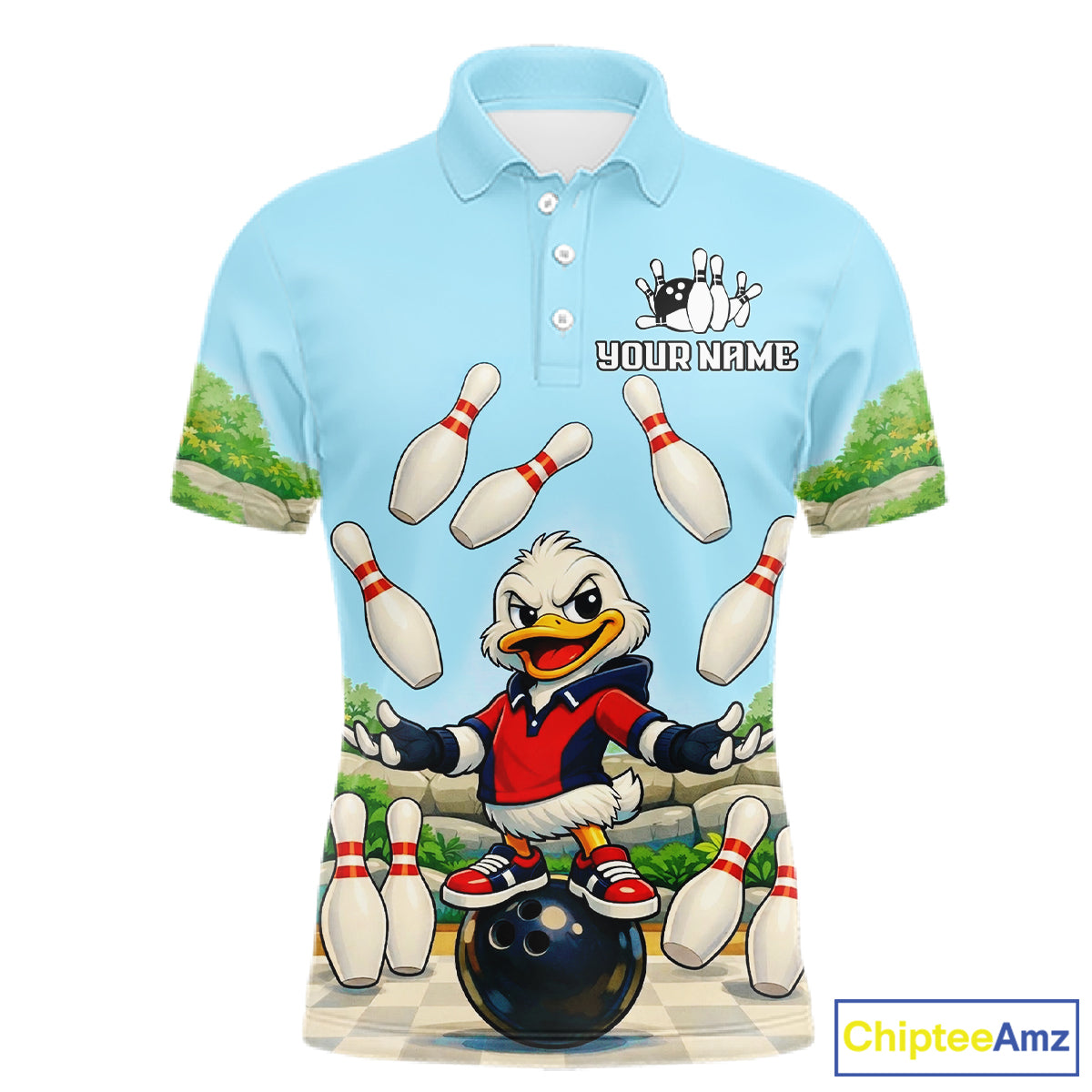 Personalized Funny Duck Bowling Team Shirt for Men Bowling Jersey Performance Polo & 1/4-Zip QZT45