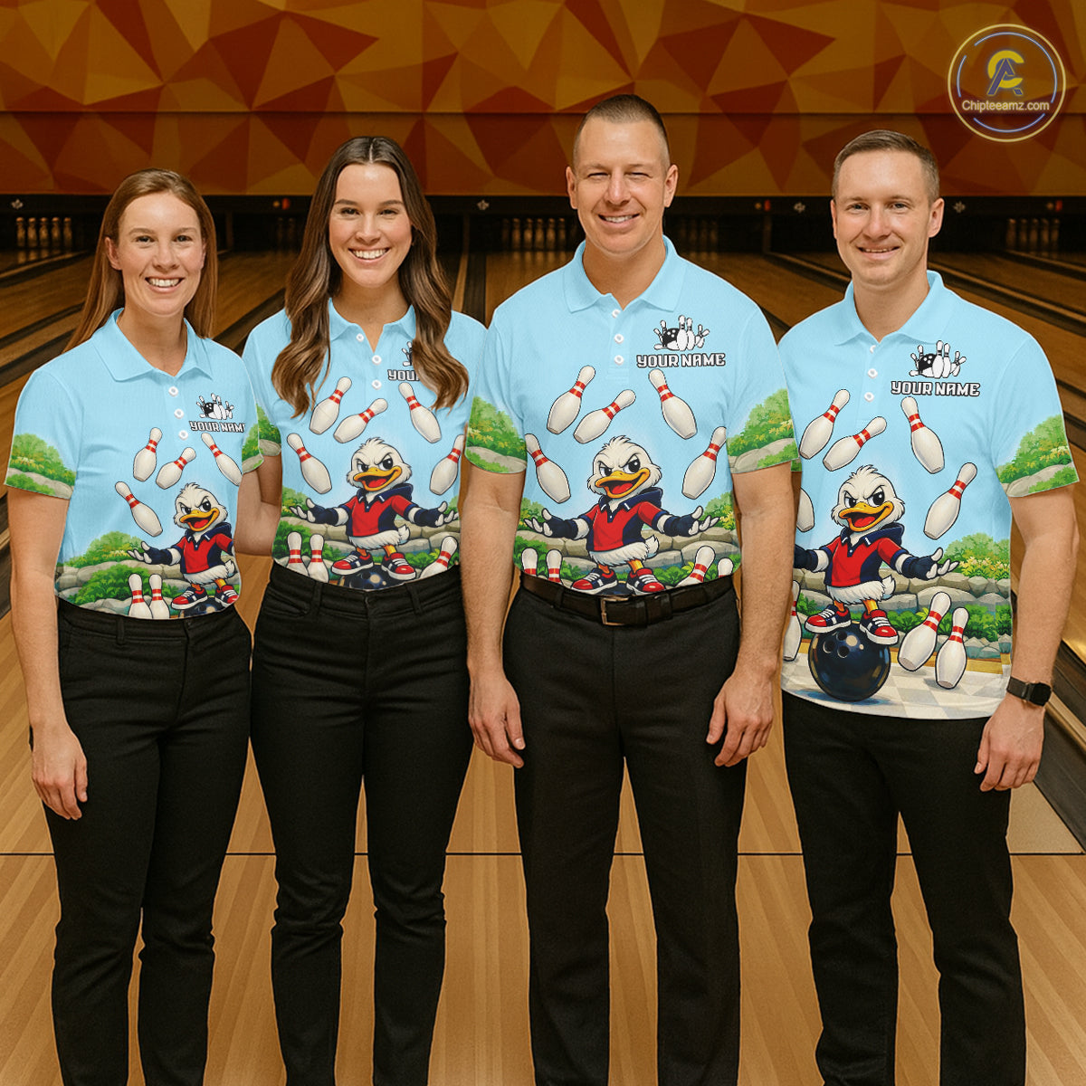 Personalized Funny Duck Bowling Team Shirt for Men Bowling Jersey Performance Polo & 1/4-Zip QZT45
