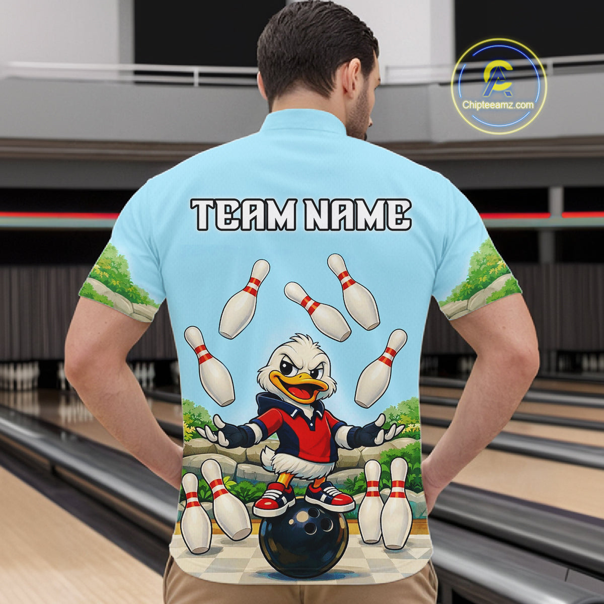 Personalized Funny Duck Bowling Team Shirt for Men Bowling Jersey Performance Polo & 1/4-Zip QZT45