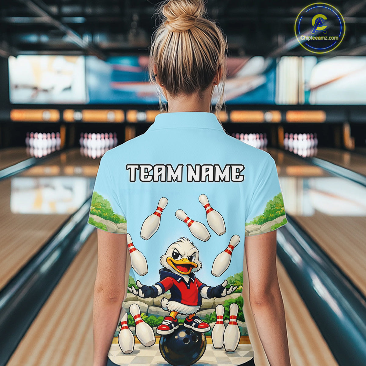 Personalized Funny Duck Bowling Team Shirt for Women Bowling Jersey Performance Polo & 1/4-Zip QZT45