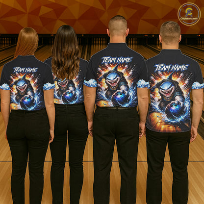 Personalized Funny Shark Bowling Team Shirt Bowling Jersey for Women Polo & Quarter-Zip QZT948