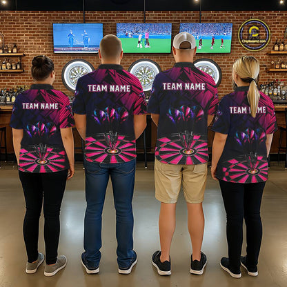 Personalized Pink Dart Shirt for Men Team Dart Jersey Dartboard Shirt Polo & Quarter-Zip DHT12