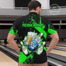 Load image into Gallery viewer, Custom Green Funny Beer Bowling Shirt for Men Bowling League Jersey Polo 1/4 Zip Bowling Outfit QZT822