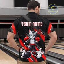 Load image into Gallery viewer, Funny Red Cat Boxing Bowling Team Jersey Personalized Polo &amp; 1/4 Zip Shirt for Men Bowling League QZT825