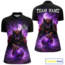 Load image into Gallery viewer, Personalized Night Realm King Wolf Bowling Shirt Crown Bowling Jersey for Women QZT961