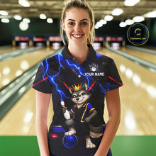 Load image into Gallery viewer, Custom Funny King Wolf Bowling Shirt for Women Crown Bowling Jersey Thunder Bowling Shirt Polo &amp; Quarter-Zip QZT962