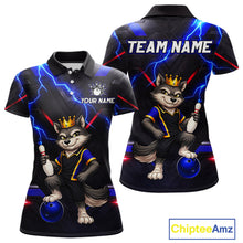 Load image into Gallery viewer, Custom Funny King Wolf Bowling Shirt for Women Crown Bowling Jersey Thunder Bowling Shirt Polo &amp; Quarter-Zip QZT962