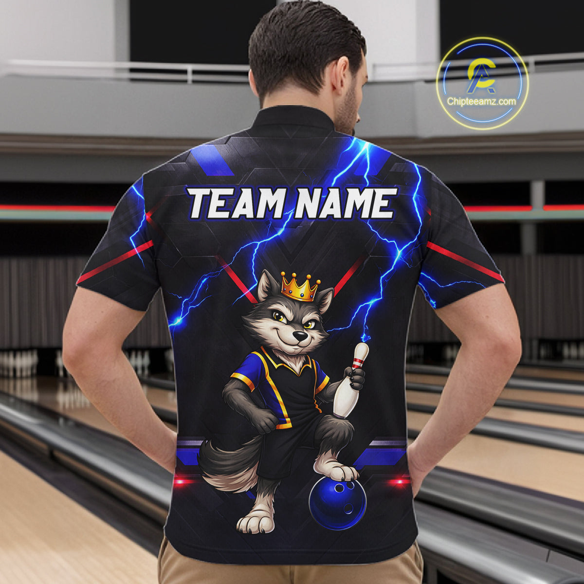 Custom Funny King Wolf Bowling Shirt for Men Crown Bowling Jersey Thunder Bowling Shirt Polo & Quarter-Zip QZT962
