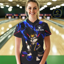 Load image into Gallery viewer, Custom Funny King Wolf Bowling Shirt for Women Crown Bowling Jersey Thunder Bowling Shirt Polo &amp; Quarter-Zip QZT962