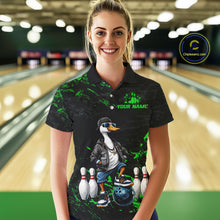Load image into Gallery viewer, Personalized Green Funny Goose Bowling Team Shirt for Women Bowling League Jersey Polo &amp; 1/4-Zip QZT877