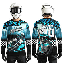 Load image into Gallery viewer, Personalized Turquoise Motocross Jersey for Adult Kids Extreme Racing Shirt Dirt Bike Clothes MHT125