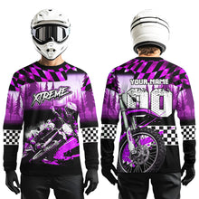 Load image into Gallery viewer, Personalized Purple Motocross Jersey for Adult Kids Extreme Racing Shirt Dirt Bike Clothes MHT125