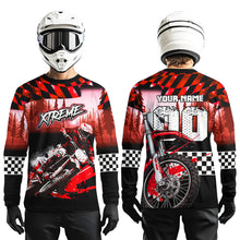 Load image into Gallery viewer, Personalized Red Motocross Jersey for Adult Kids Extreme Racing Shirt Dirt Bike Clothes MHT125