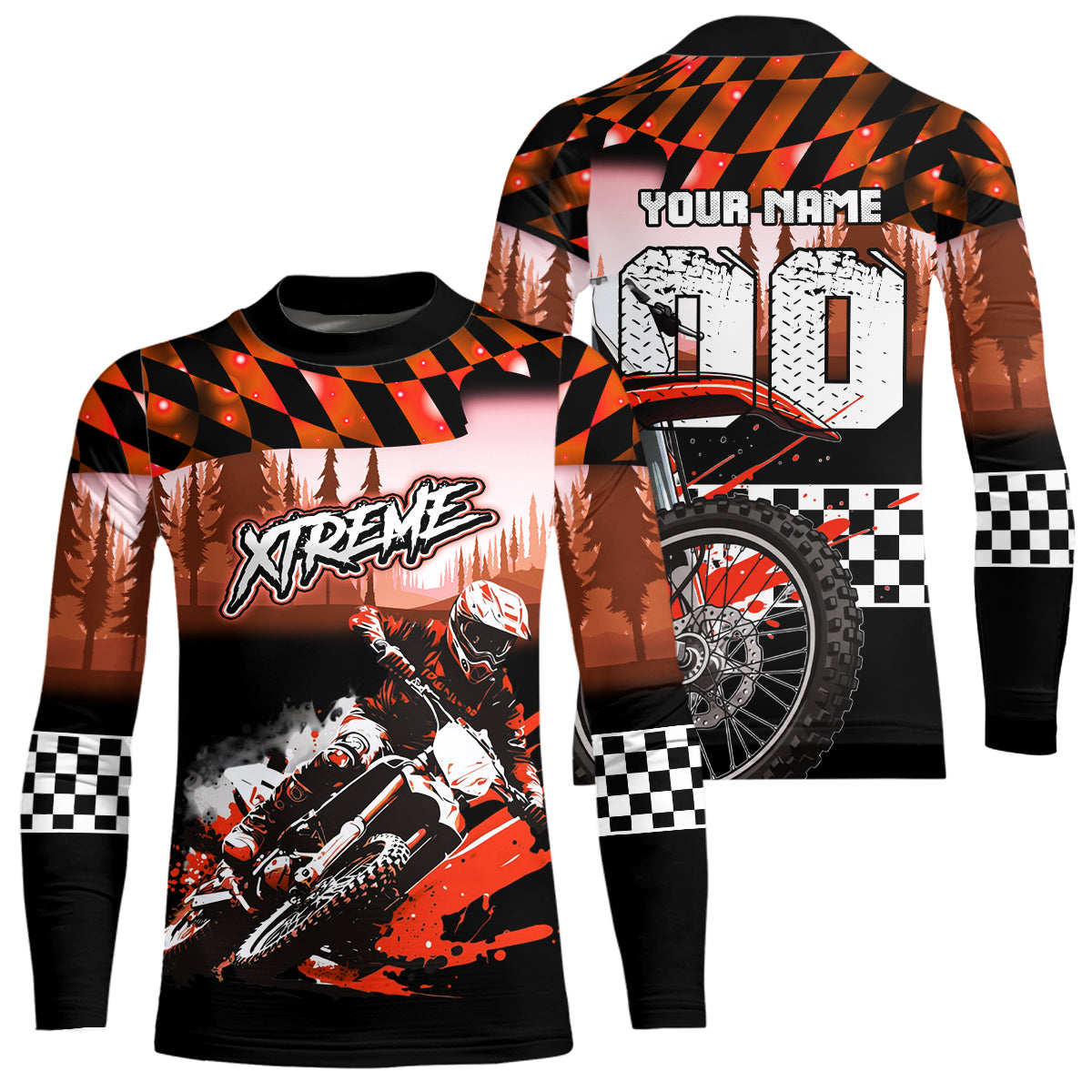 Personalized Orange Motocross Jersey for Adult Kids Extreme Racing Shirt UPF30+ Dirt Bike Clothes MHT125