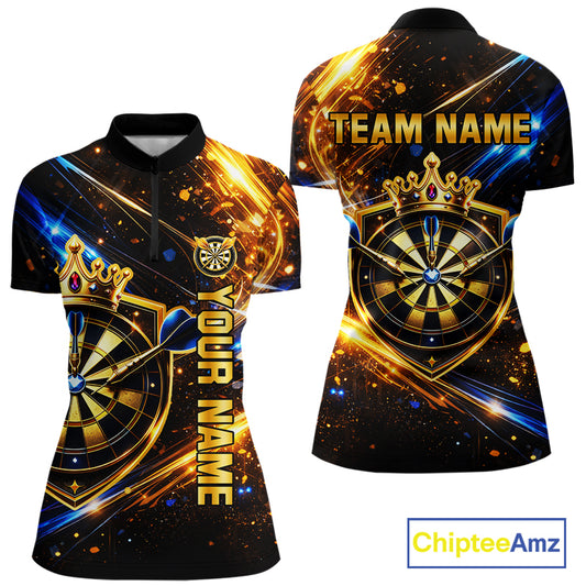 Custom King Crown Dartboard Shirt for Women Dart League Jersey Neon Dartboard Shirt DHT34