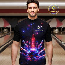 Load image into Gallery viewer, Personalized Galaxy Bowling Shirt Polo &amp; 1/4-Zip for Men Bowling Jersey League QZT837