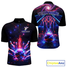 Load image into Gallery viewer, Personalized Galaxy Bowling Shirt Polo &amp; 1/4-Zip for Men Bowling Jersey League QZT837