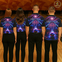Load image into Gallery viewer, Personalized Galaxy Bowling Shirt Polo &amp; 1/4-Zip for Men Bowling Jersey League QZT837
