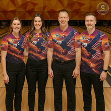 Load image into Gallery viewer, Custom American Eagle Bowling Shirt for Women Sunset Bowling Jersey Patriotic QZT975