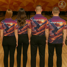 Load image into Gallery viewer, Custom American Eagle Bowling Shirt for Women Sunset Bowling Jersey Patriotic QZT975