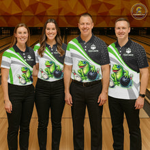 Load image into Gallery viewer, Personalized Funny Green Frog Bowling Shirt Ugly Bowling Jersey Unisex Polo for Women QZT845