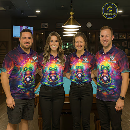 Custom Zen Frog Billiard Shirt for Men 8 Ball Meditation Style Billiard Jersey Pool Shit BHT13