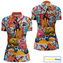 Load image into Gallery viewer, Custom Graffiti Funny Fast Food Bowling Shirt Bowling Team Jersey for Women Bowling Outfit QZT798