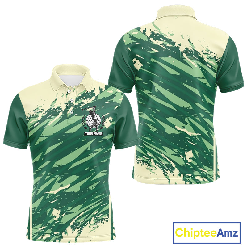 Green Golf Clubs Custom Name Mens Golf Polo Shirts Personalized Team Golf Tops NHN0007