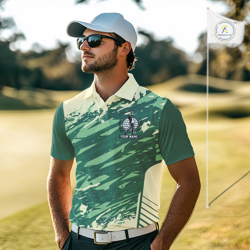 Green Golf Clubs Custom Name Mens Golf Polo Shirts Personalized Team Golf Tops NHN0007