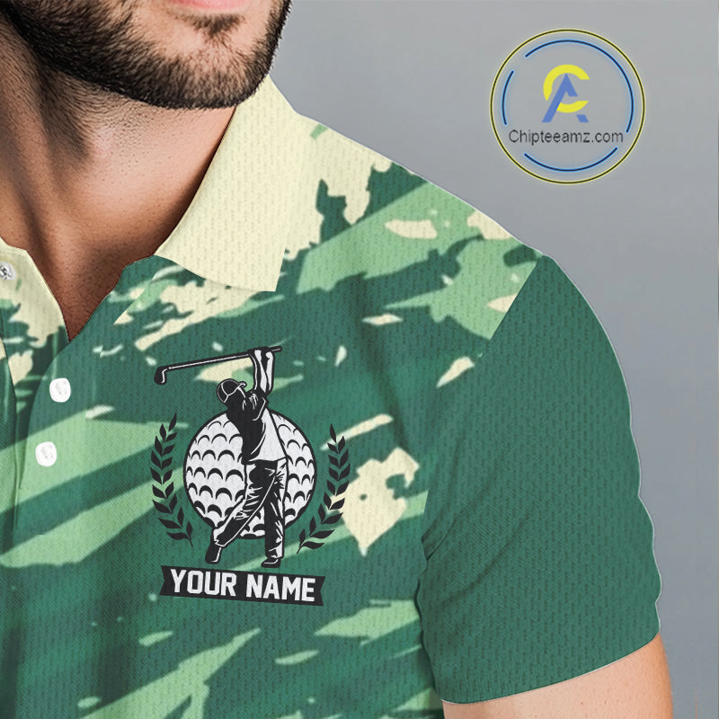 Green Golf Clubs Custom Name Mens Golf Polo Shirts Personalized Team Golf Tops NHN0007