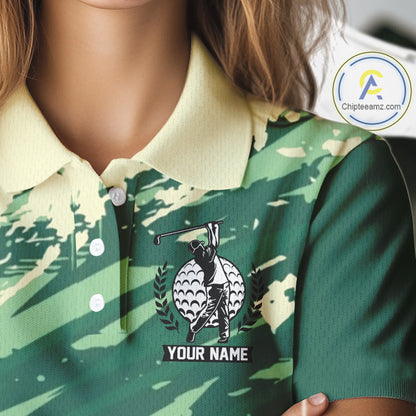 Green Golf Clubs Custom Name Womens Golf Polo Shirts Personalized Team Golf Tops NHN0007
