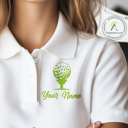 Personalized Funny Cactus Flower Pattern Womens Golf Polo Shirts Custom Cactus Golf Shirt Golfer Gift NHN0013