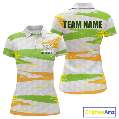 Womens Golf Polo Shirt Custom Name Green Pattern Golf Shirts Custom Golf Clubs For Team Golf Top NHN0020