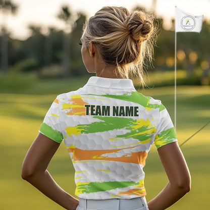 Womens Golf Polo Shirt Custom Name Green Pattern Golf Shirts Custom Golf Clubs For Team Golf Top NHN0020