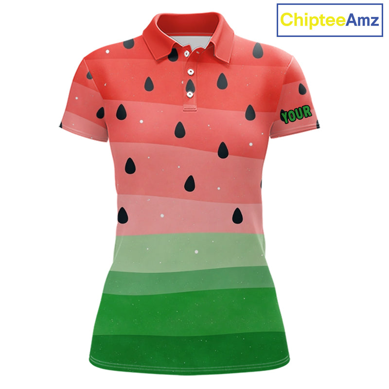 Watermelon Polo Shirt, Funny Womens Golf Polo Shirts Custom Golf Attire For Ladies, Golf Gifts NHN0152